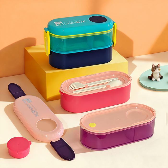 雙層便當(dāng)盒(帶硅膠)(9